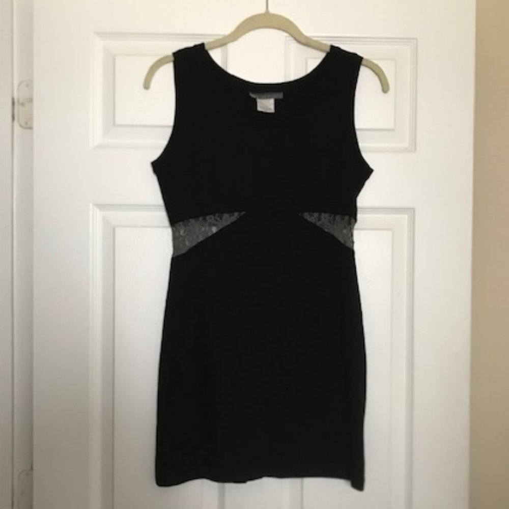 Erin Kleinberg Mini Dress with Gray lace Cutouts